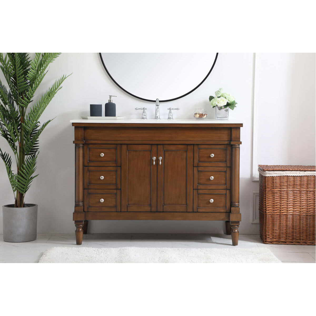 Lexington 48 X 21.5 X 35 inch Walnut Vanity Sink Set