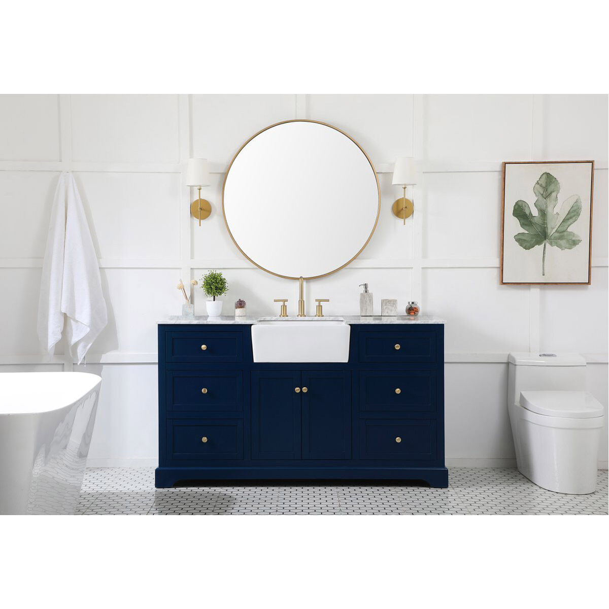Franklin 60 X 22 X 35 inch Blue Bathroom Vanity Cabinet