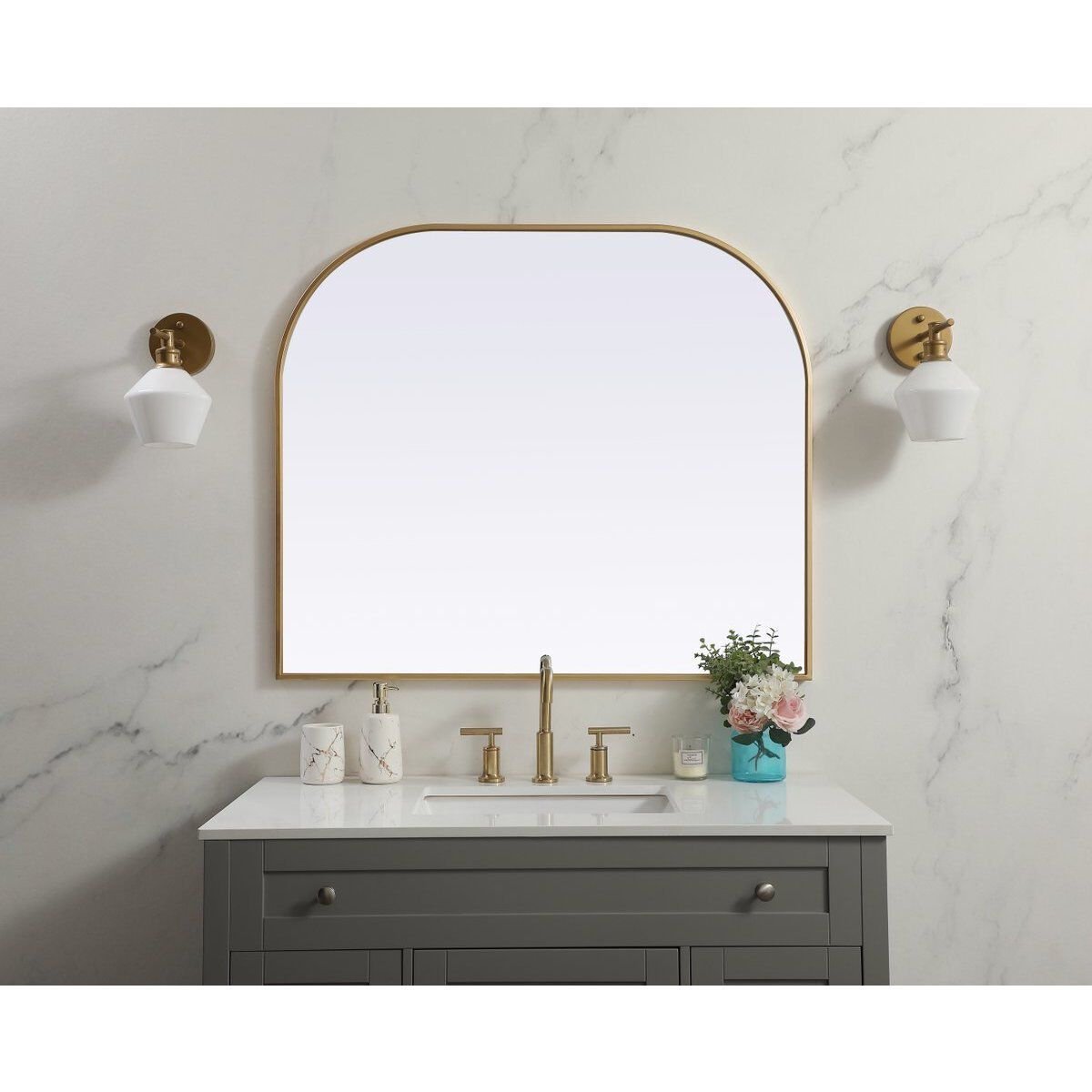 Blaire 40 X 34 inch Brass Mirror