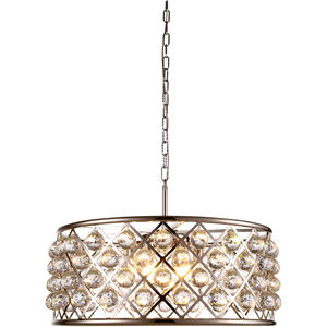 Madison 6 Light 25 inch Polished Nickel Pendant Ceiling Light in Clear, Faceted Royal Cut, Urban Classic