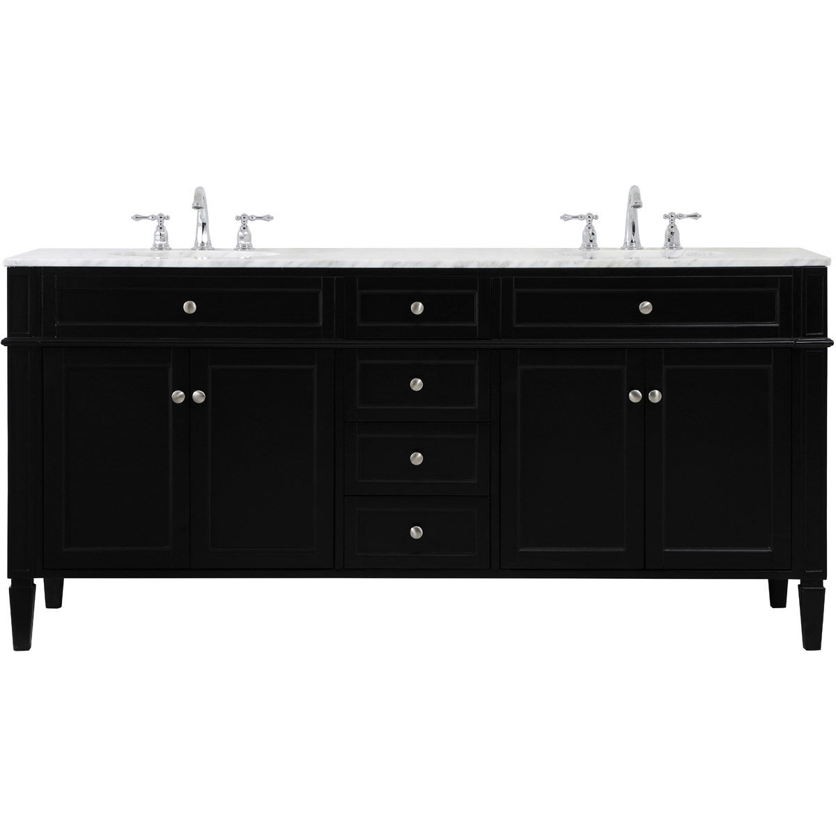 Park Avenue 72 X 21.5 X 35 inch Black Vanity Sink Set