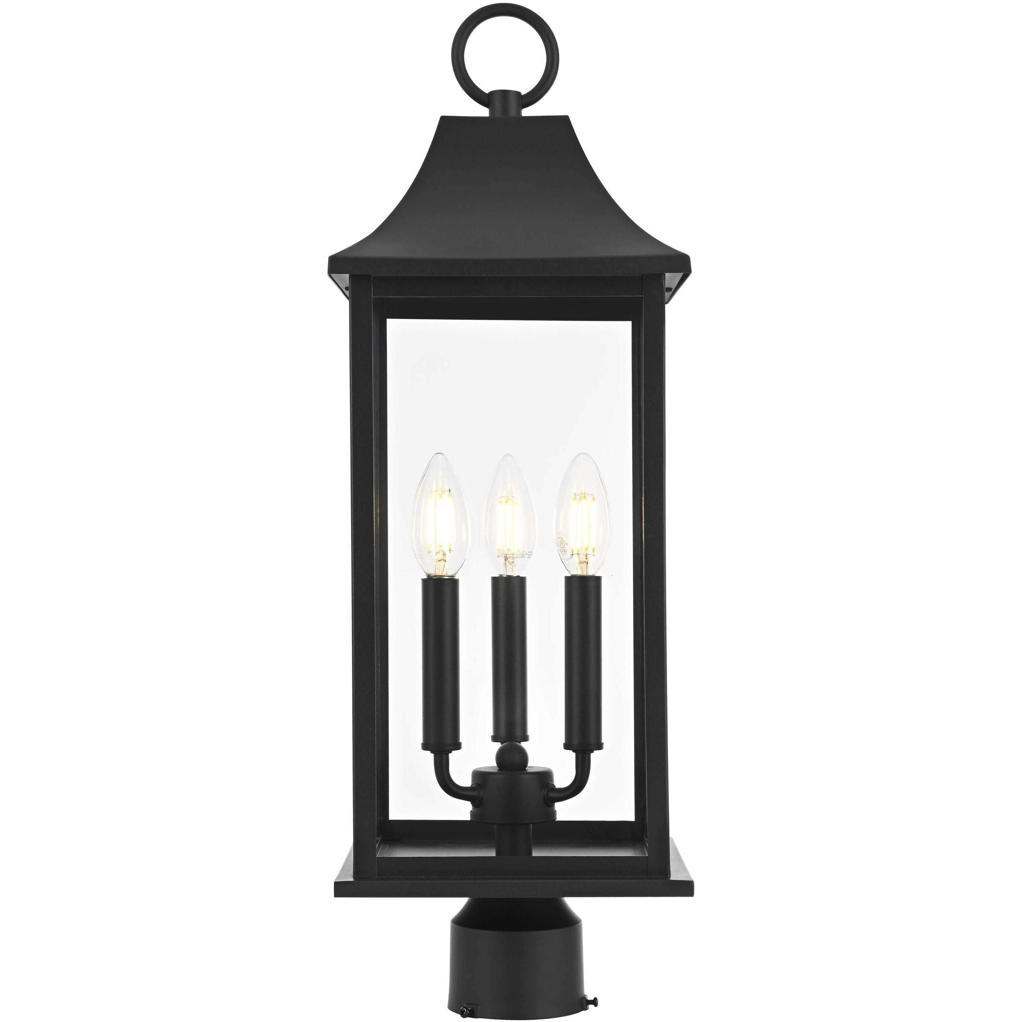 Shepard 3 Light 23.5 inch Black Outdoor Post Light