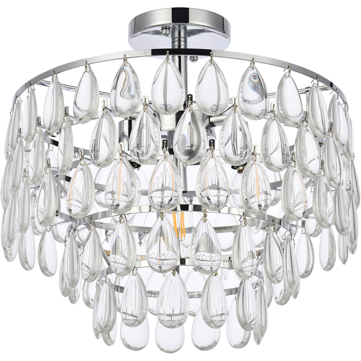 Mila 3 Light 16 inch Chrome Flush Mount Ceiling Light