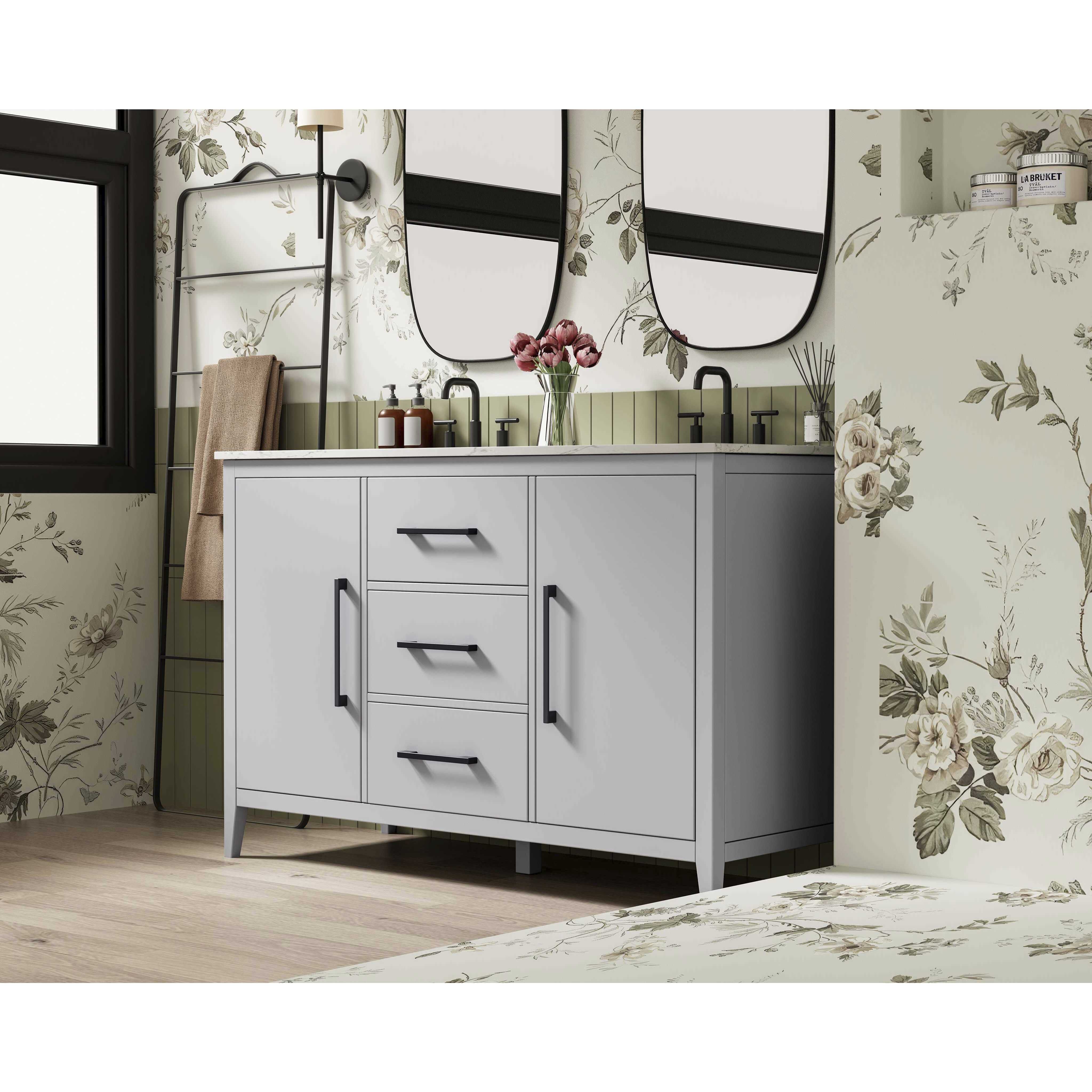 Millie 54 X 35 inch Grey Bathroom Vanity Cabinet