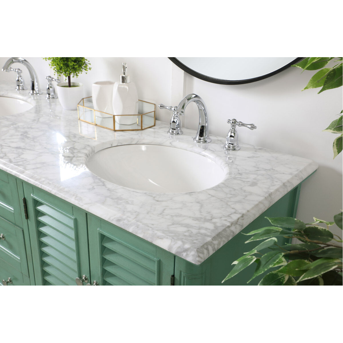 Rhodes 60 X 60 X 35 inch Vintage Mint and Brushed Nickel Vanity Sink Set