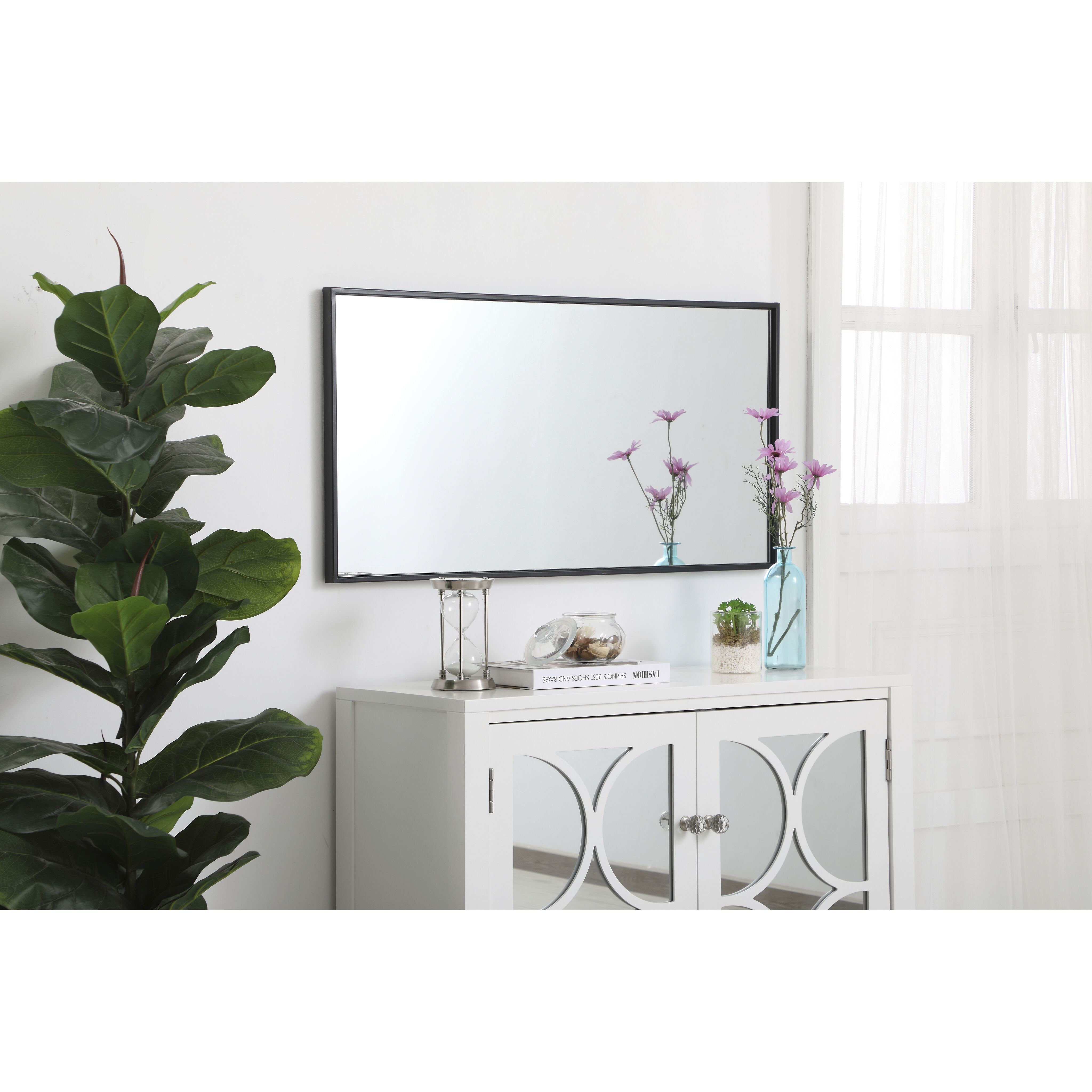 Monet 36 X 18 inch Black Wall Mirror