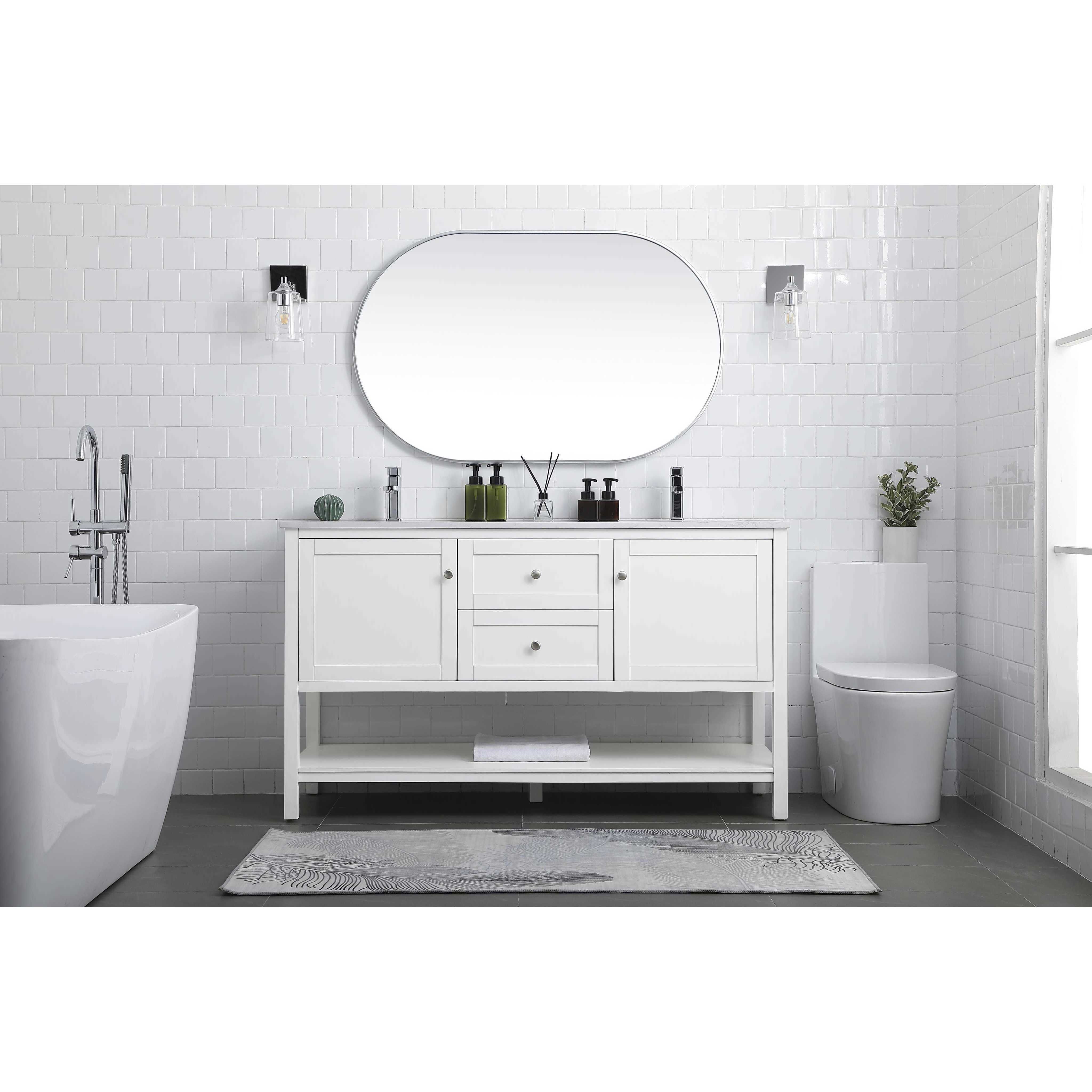 Heath 60 X 21.5 X 35 inch White Vanity Sink Set
