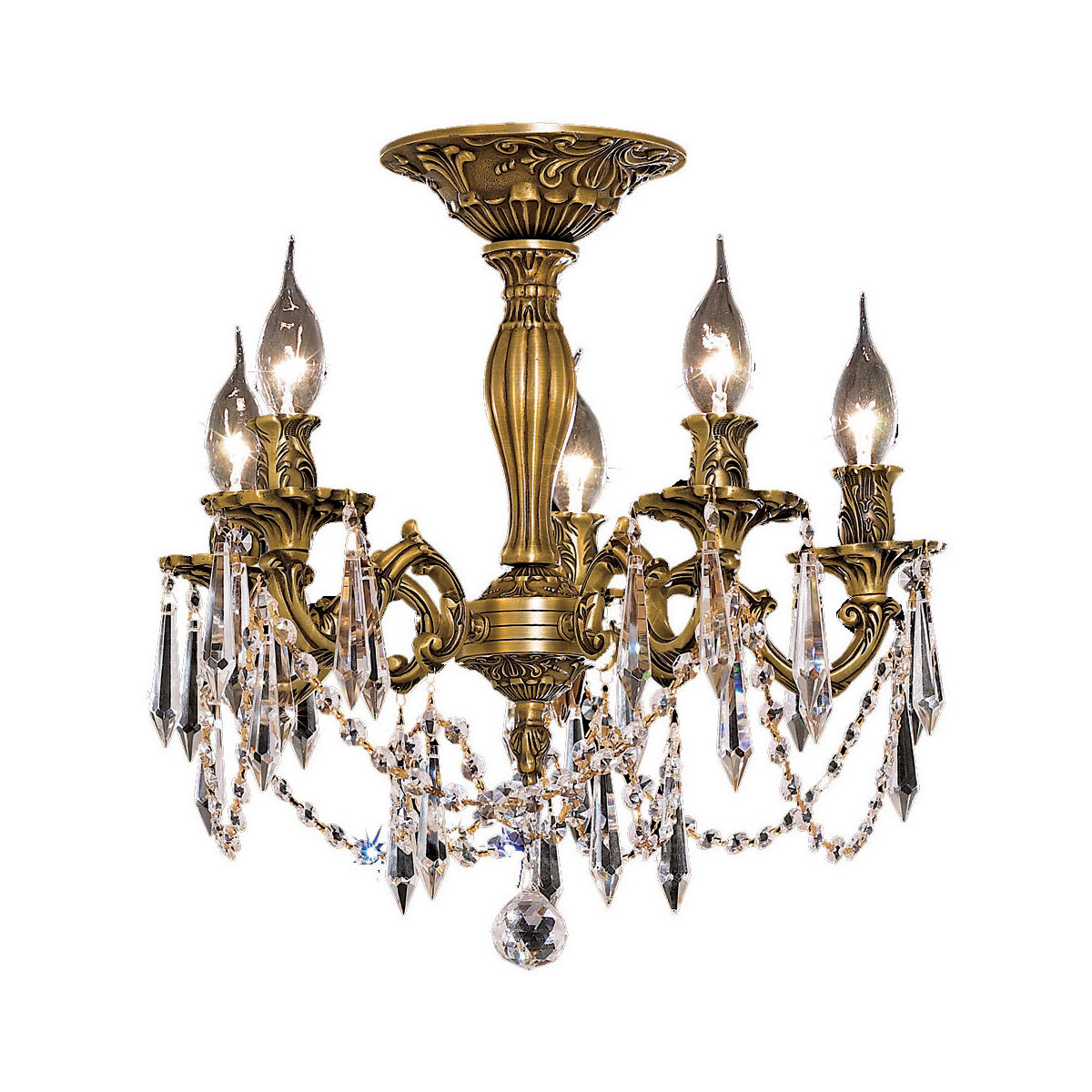 Rosalia 5 Light 18 inch French Gold Flush Mount Ceiling Light in Clear, Royal Cut