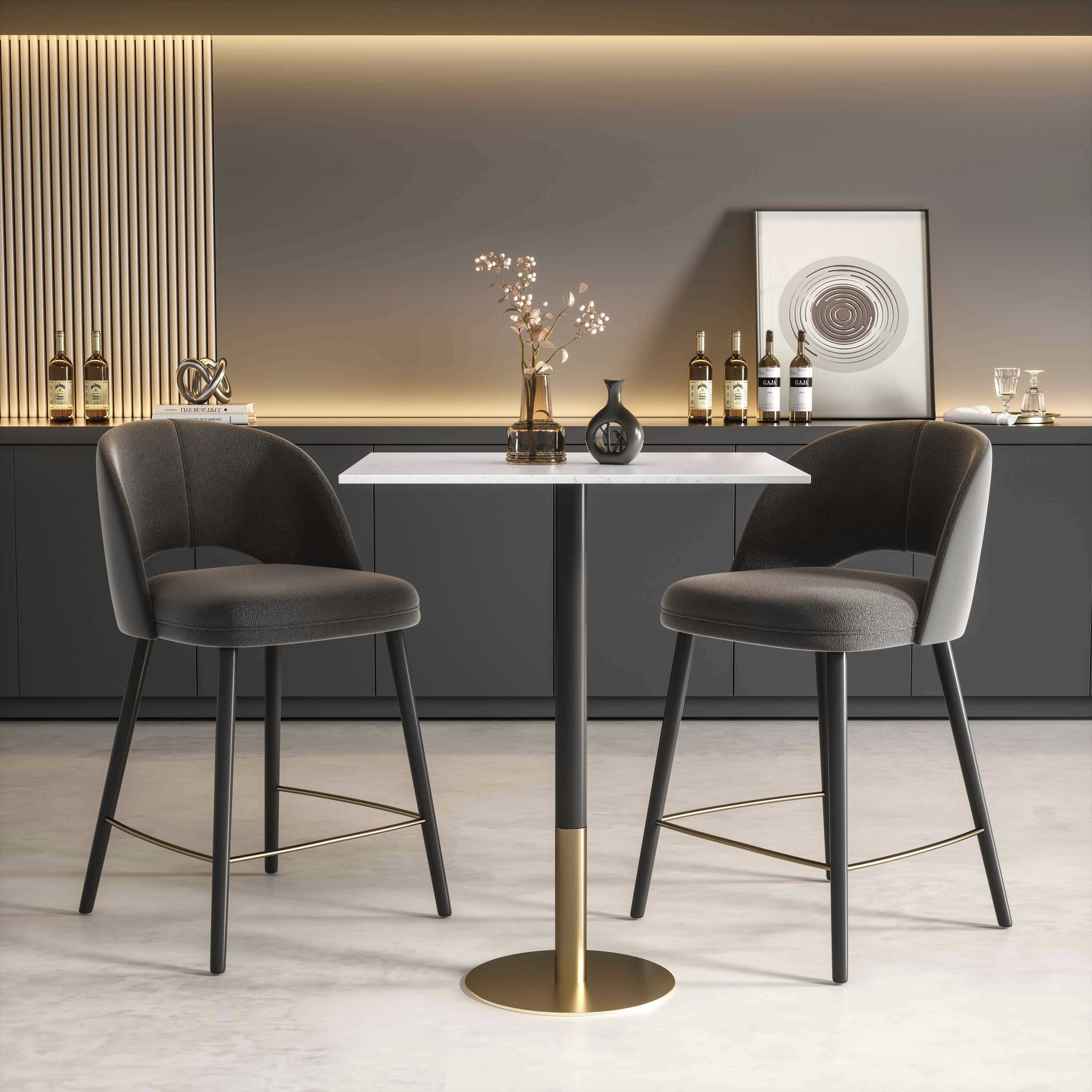 Ronan 39.5 X 31.5 inch White and Gold Pub Table