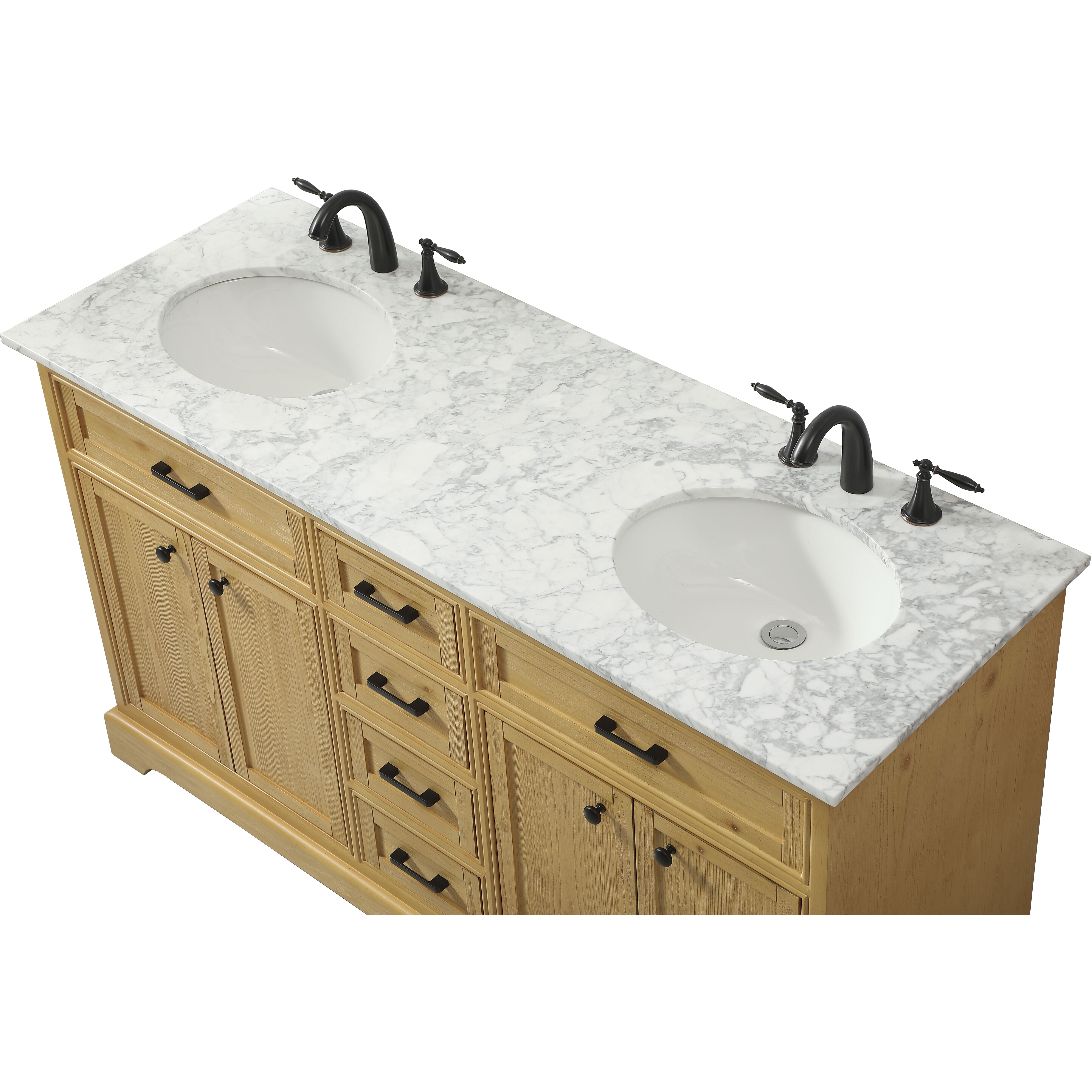 Americana 60 X 22 X 35 inch Natural Wood Vanity Sink Set