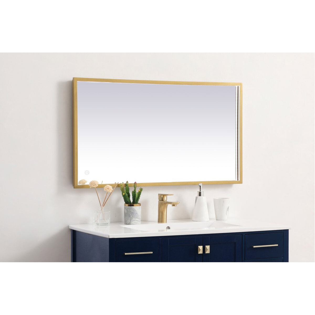 Pier 36 X 18 inch Brass LED Mirror
