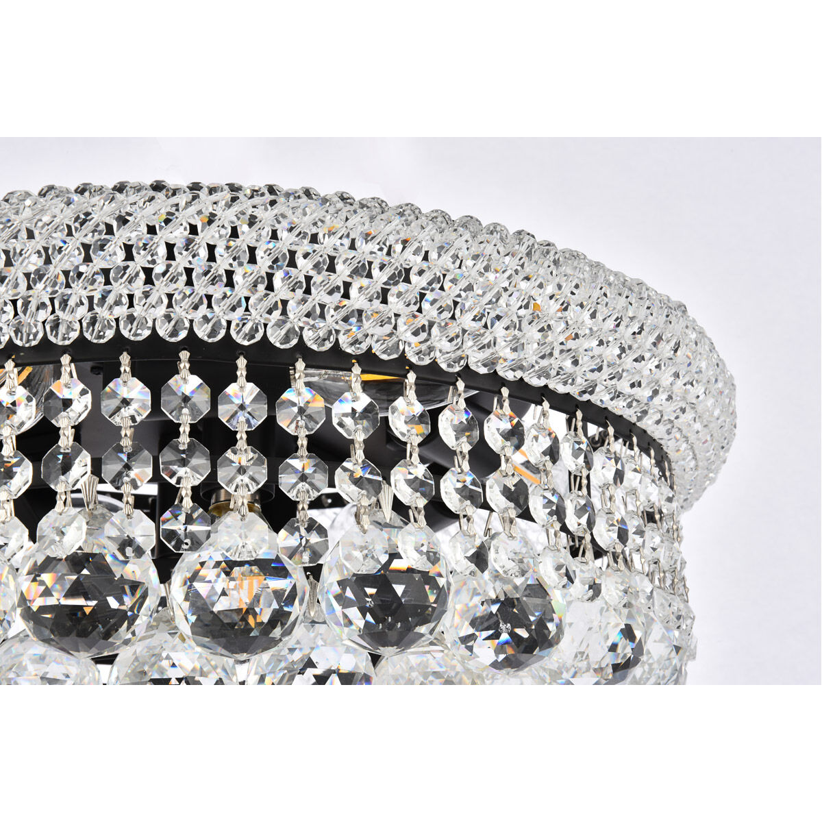 Primo 8 Light 16 inch Black and Clear Flush Mount Ceiling Light in Royal Cut