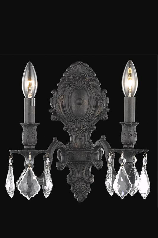 Monarch 2 Light 10 inch Dark Bronze Wall Sconce Wall Light in Clear, Royal Cut