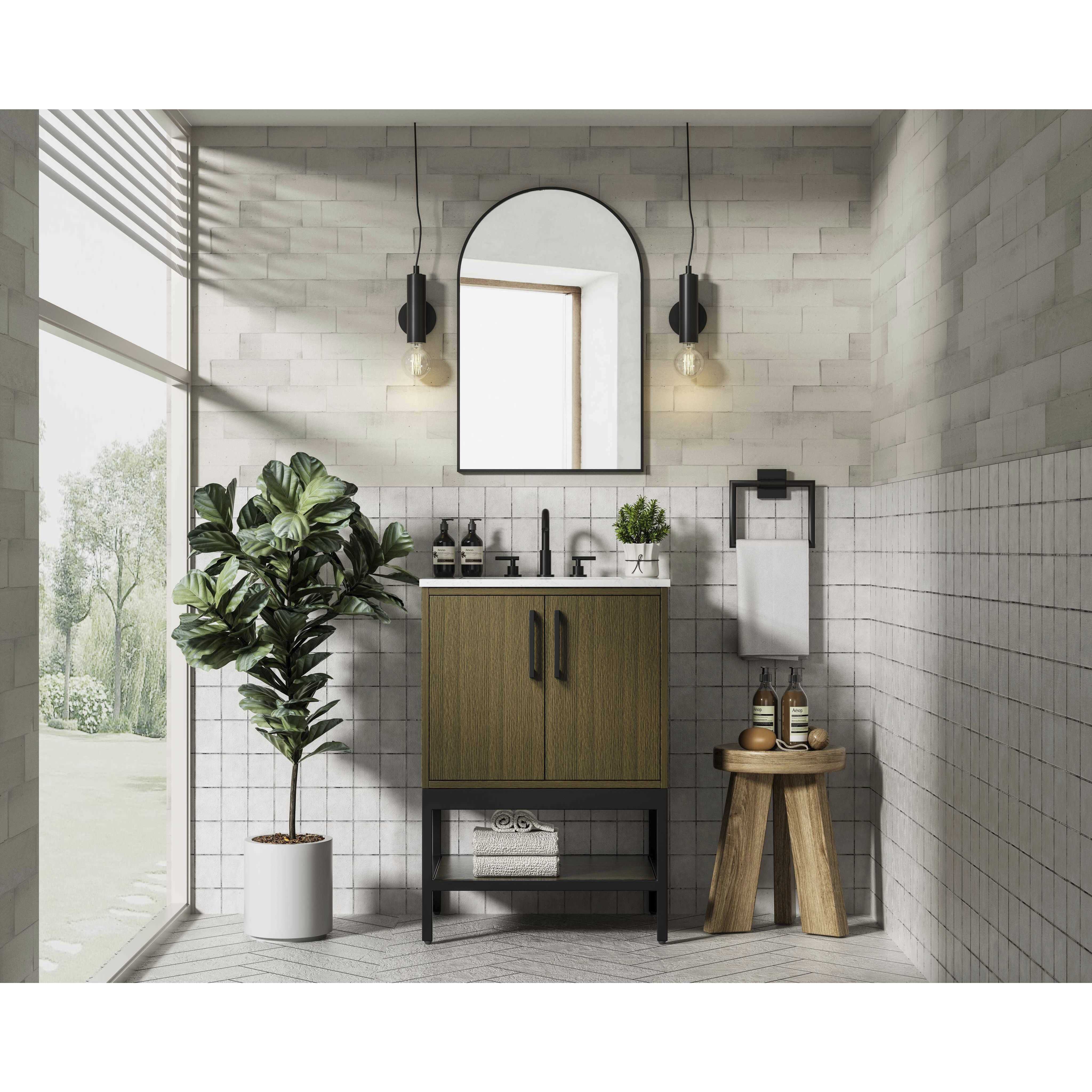 Lennox 24 X 34 inch Chestnut Brown Bathroom Vanity Cabinet