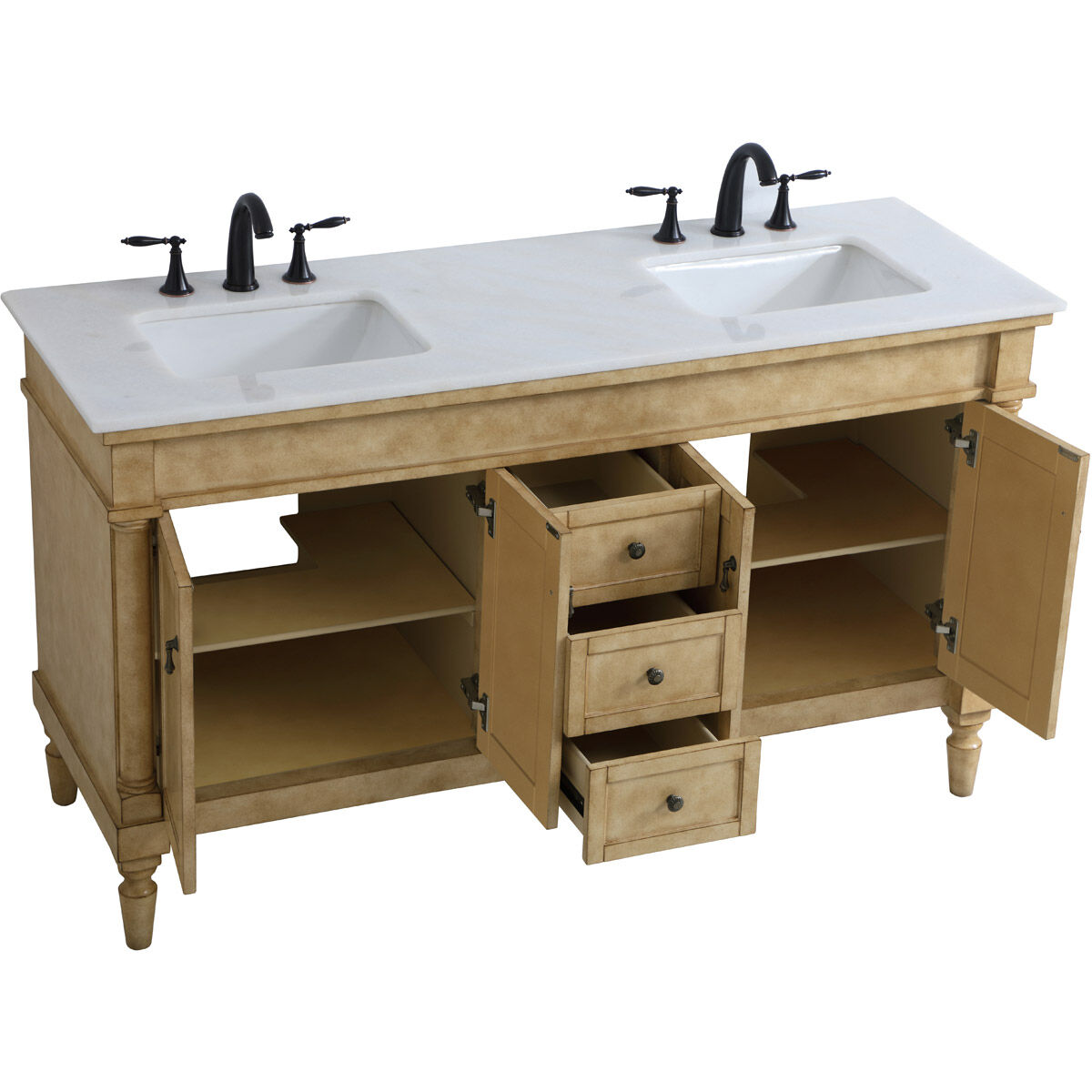 Lexington 60 X 21.5 X 35 inch Antique Beige and Antique Bronze Vanity Sink Set in Antique Brass