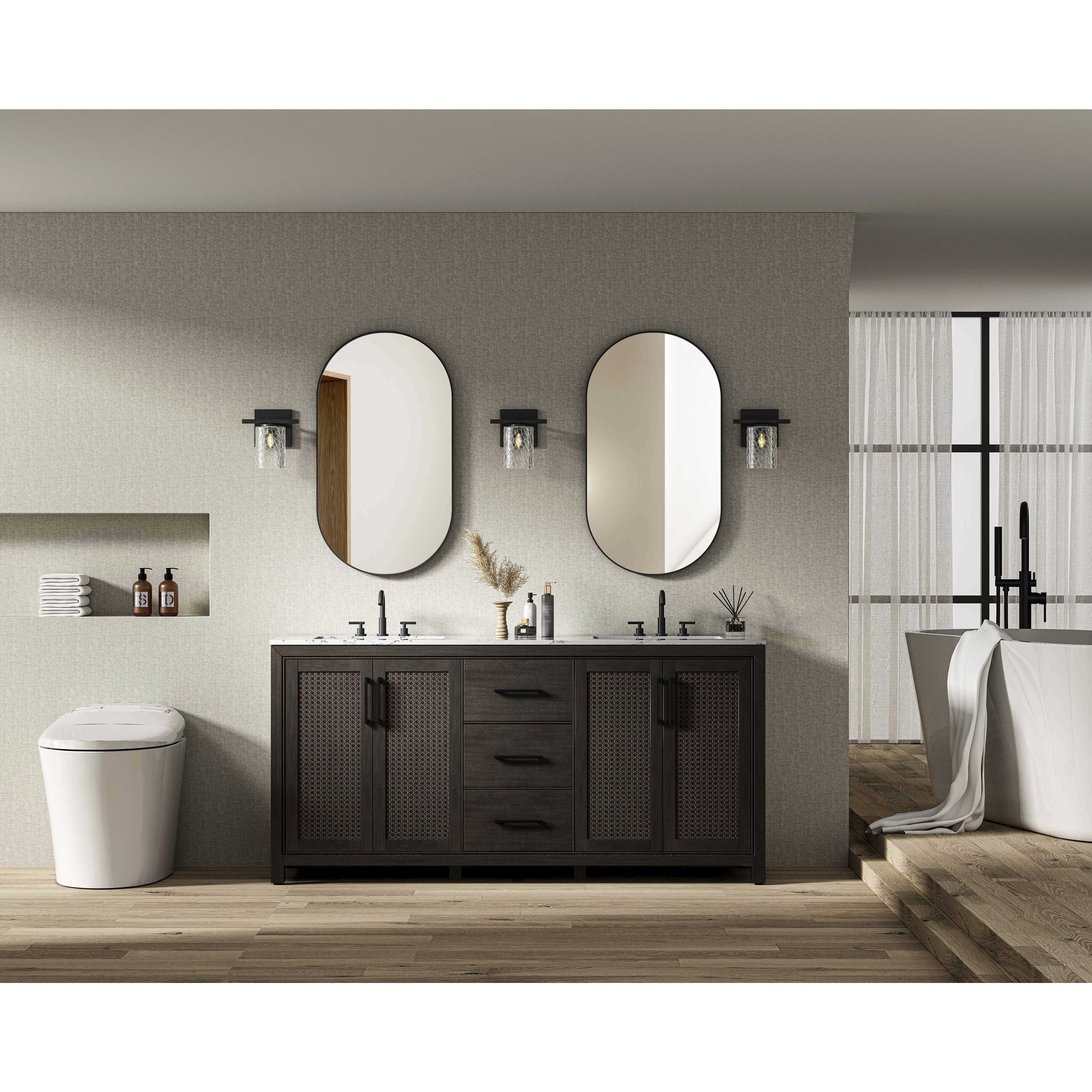 Alina 72 X 34 inch Chocolate Oak Bathroom Vanity Cabinet