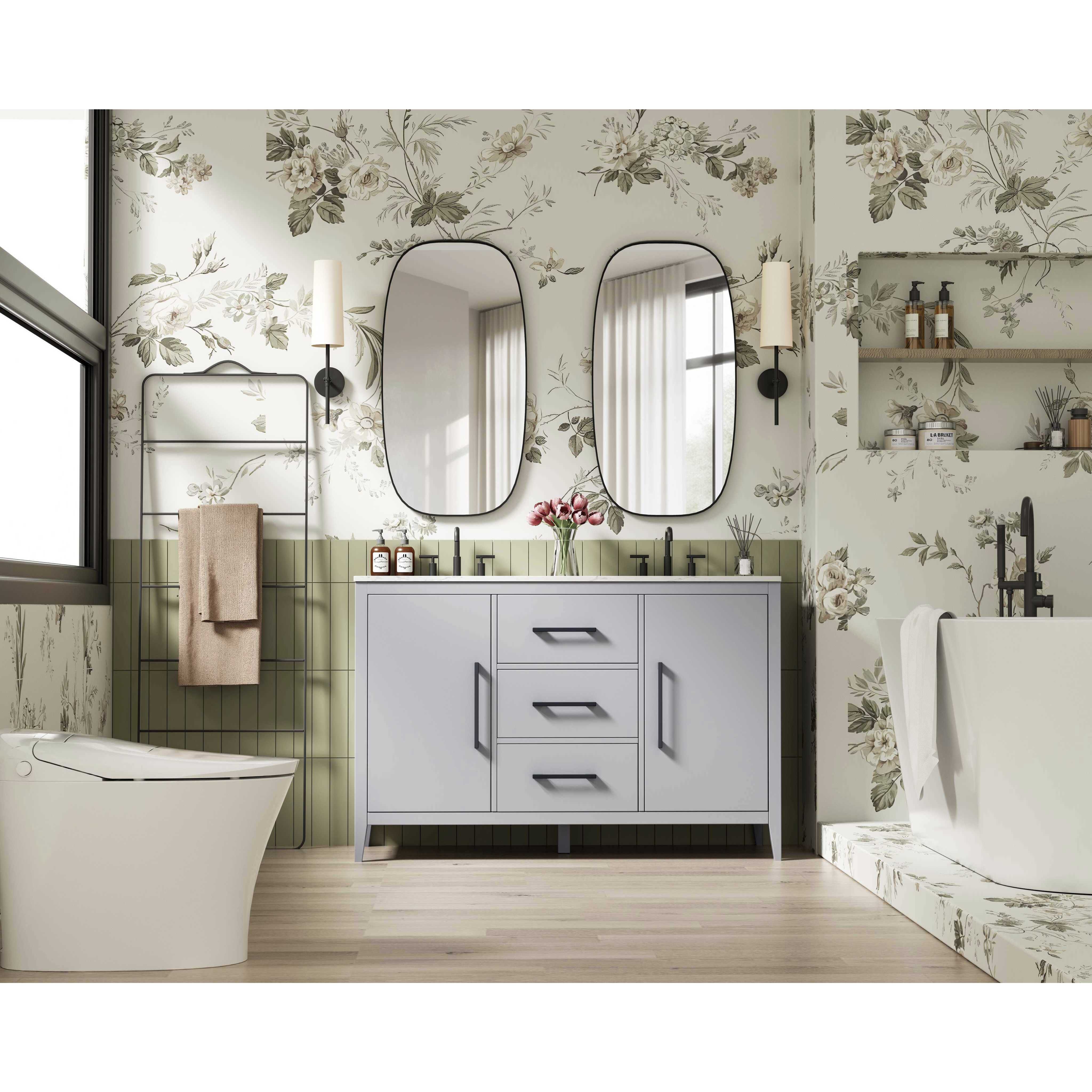 Millie 54 X 35 inch Grey Bathroom Vanity Cabinet