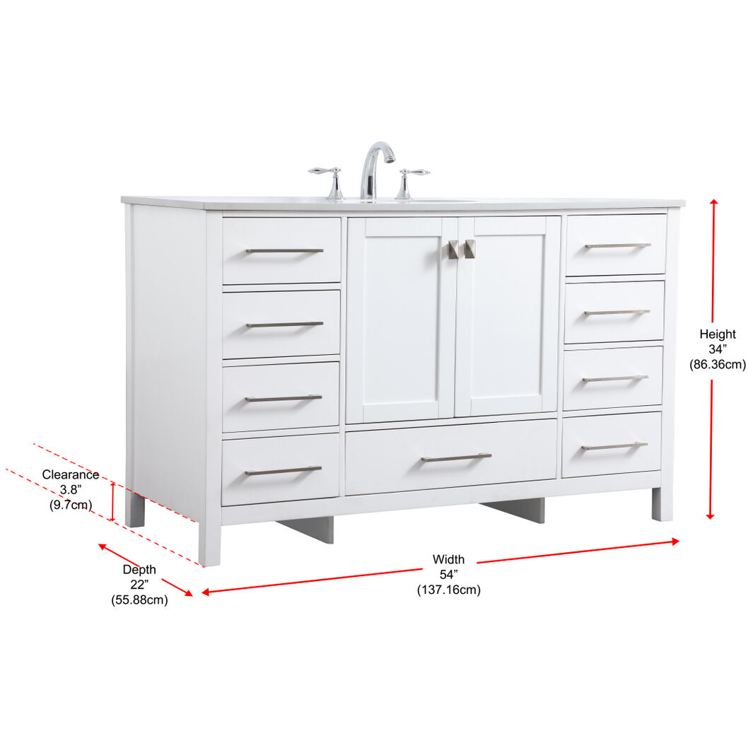 Irene 54 X 22 X 34 inch White Vanity Sink Set