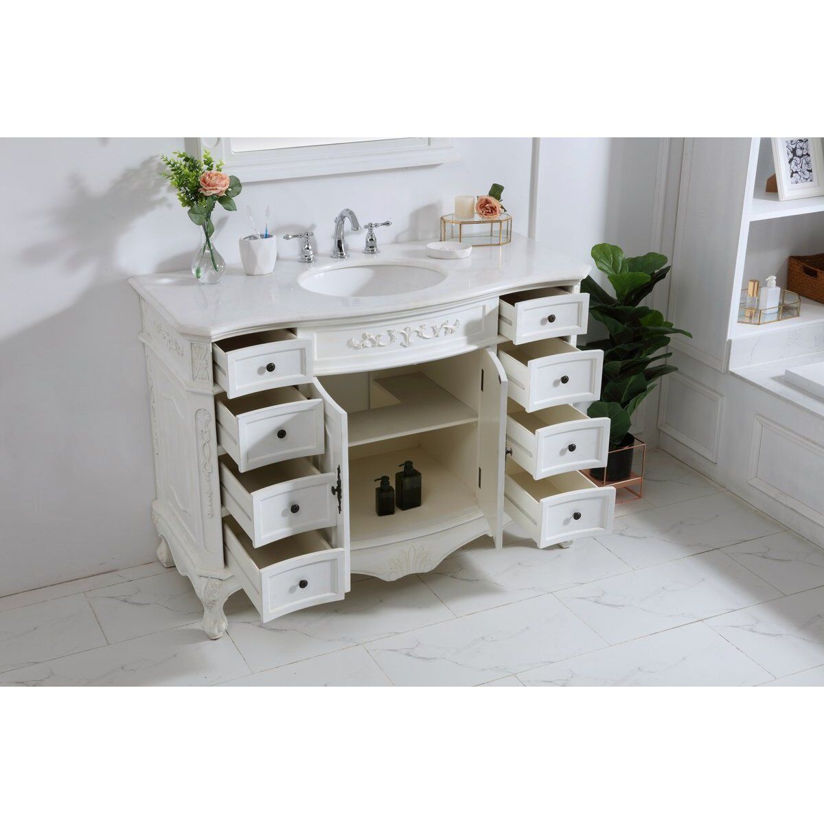 Danville 48 X 21 X 36 inch Antique White Vanity Sink Set