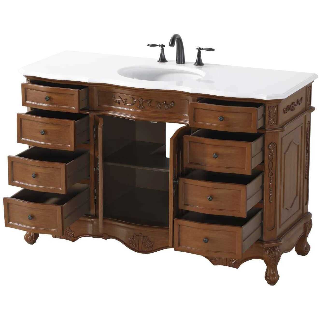 Danville 54 X 36 inch Teak Bathroom Vanity Cabinet