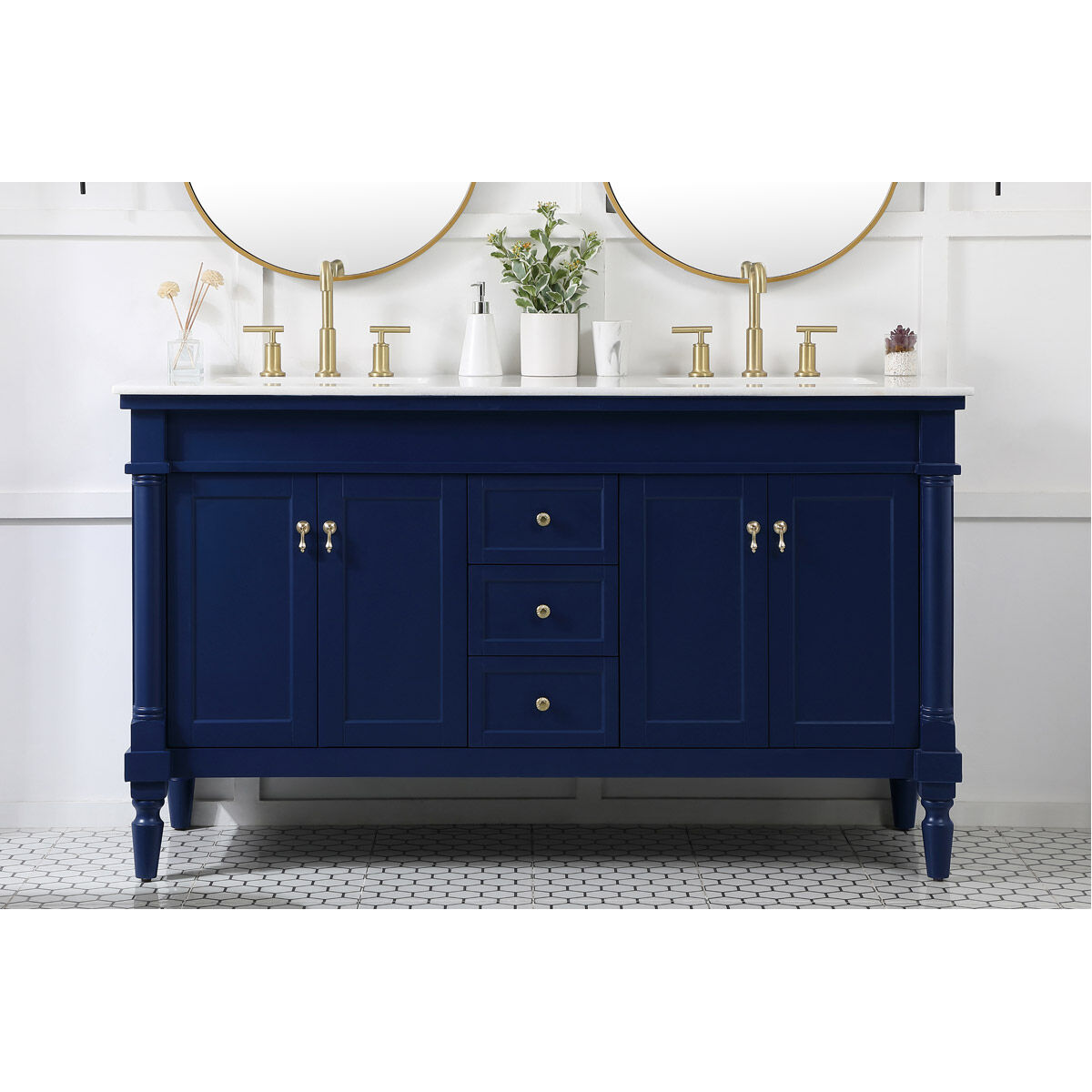Lexington 60 X 21.5 X 35 inch Blue Vanity Sink Set