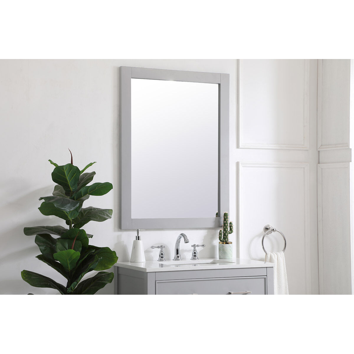 Aqua 36 X 27 inch Grey Wall Mirror