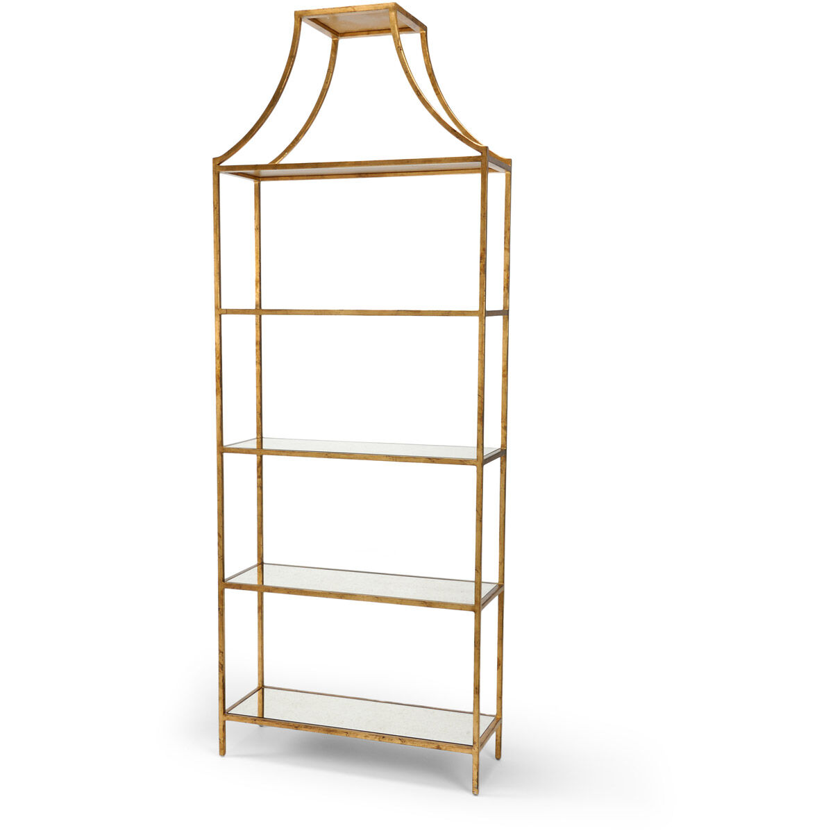Lisa Kahn 96 X 36 inch Antique Gold Leaf/Clear Etagere
