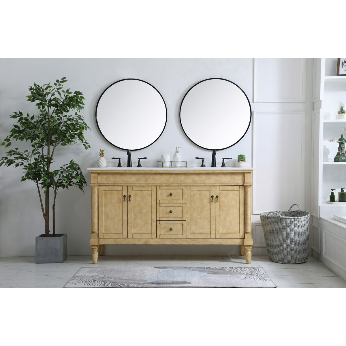 Lexington 60 X 21.5 X 35 inch Antique Beige and Antique Bronze Vanity Sink Set in Antique Brass