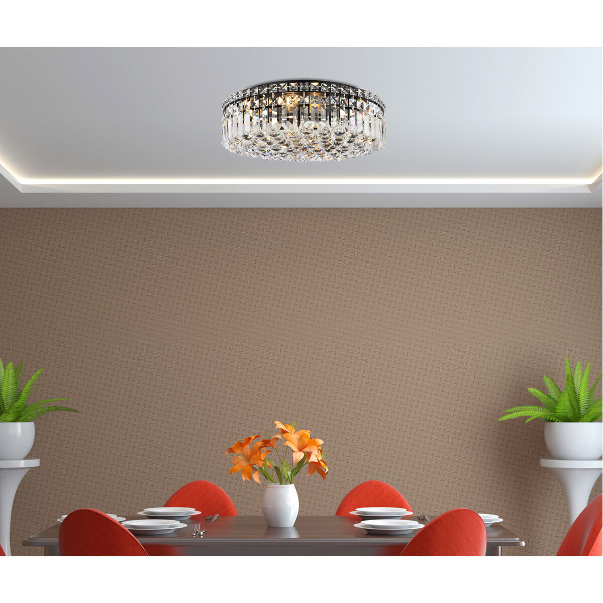 Maxime 6 Light 20 inch Black and Clear Flush Mount Ceiling Light