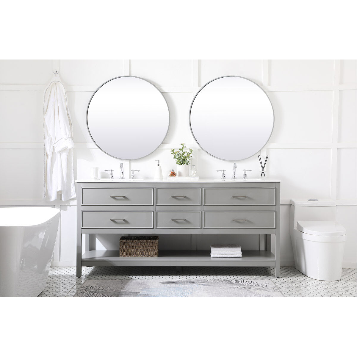 Sinclaire 72 X 22 X 34 inch Gray Vanity Sink Set