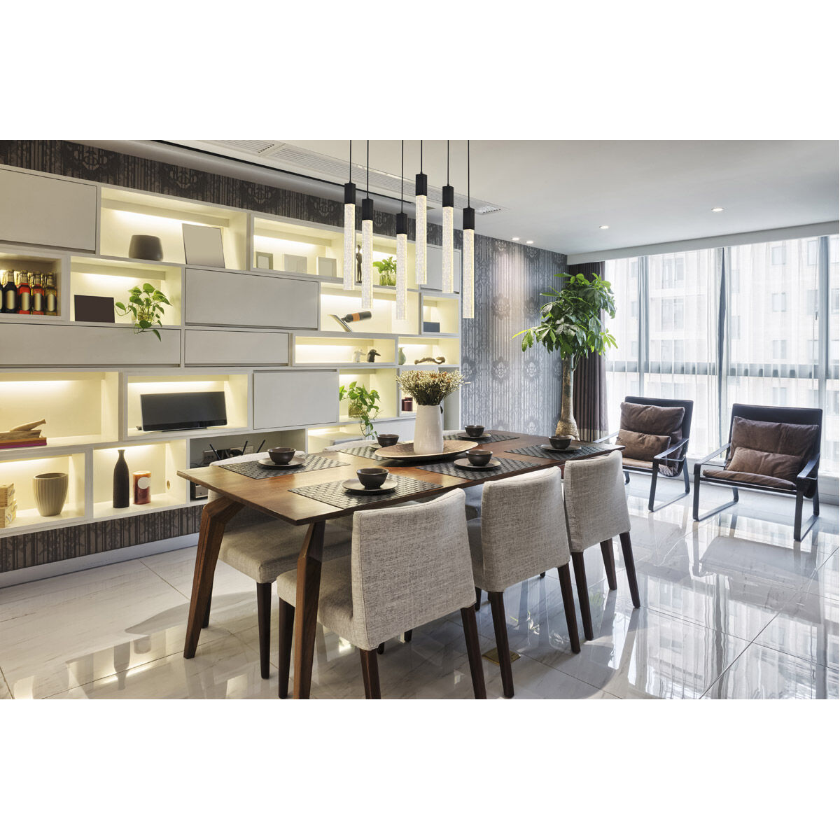 Weston 6 Light 32 inch Black Pendant Ceiling Light