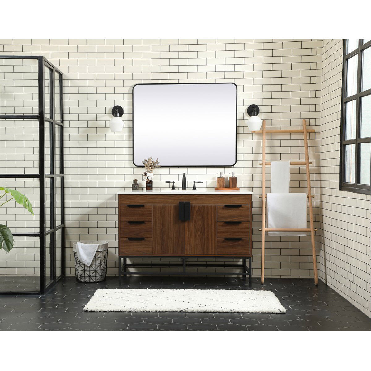 Eugene 48 X 22 X 34 inch Walnut Vanity Sink Set