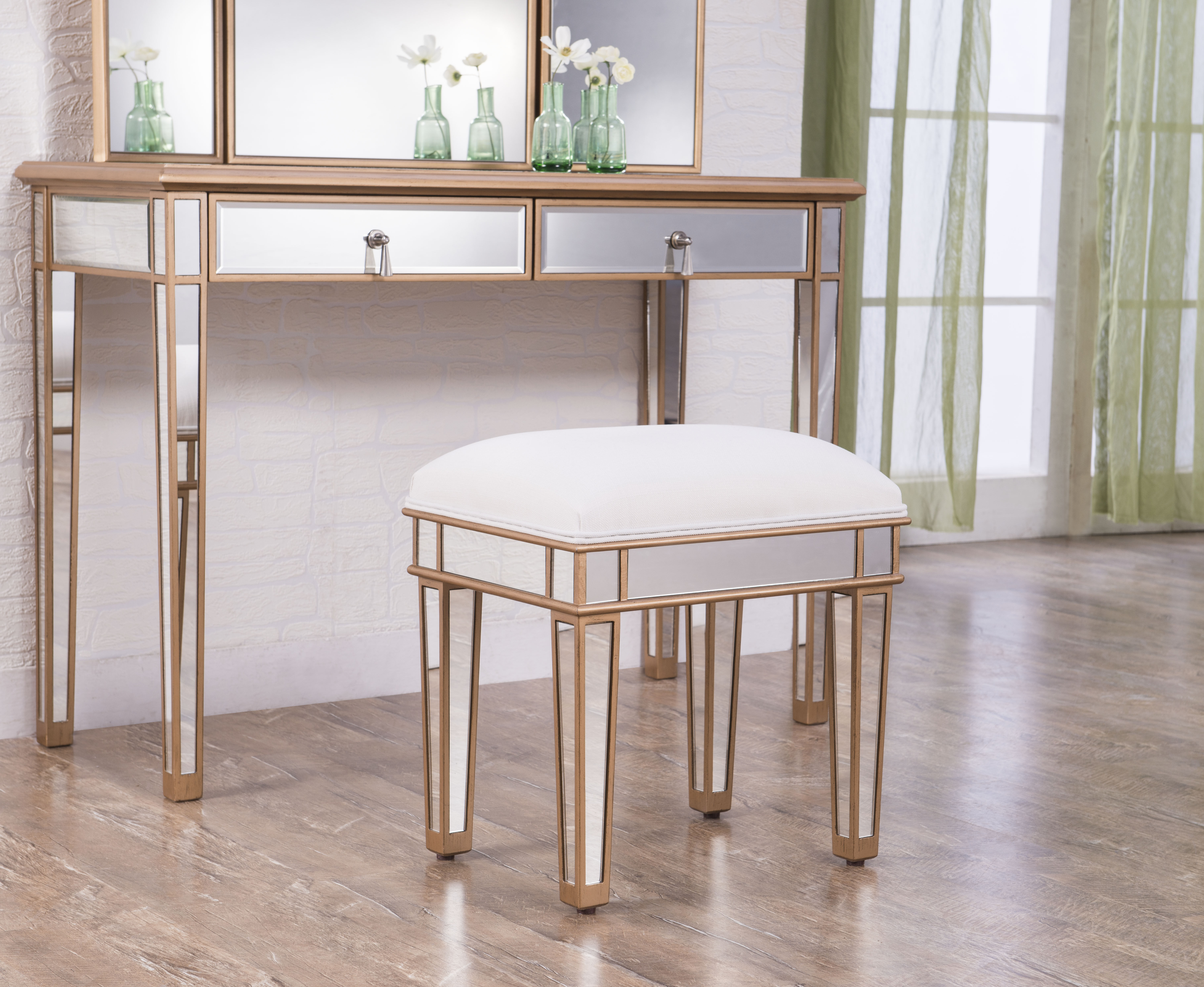 Contempo 18 inch Gold Paint Dressing Stool