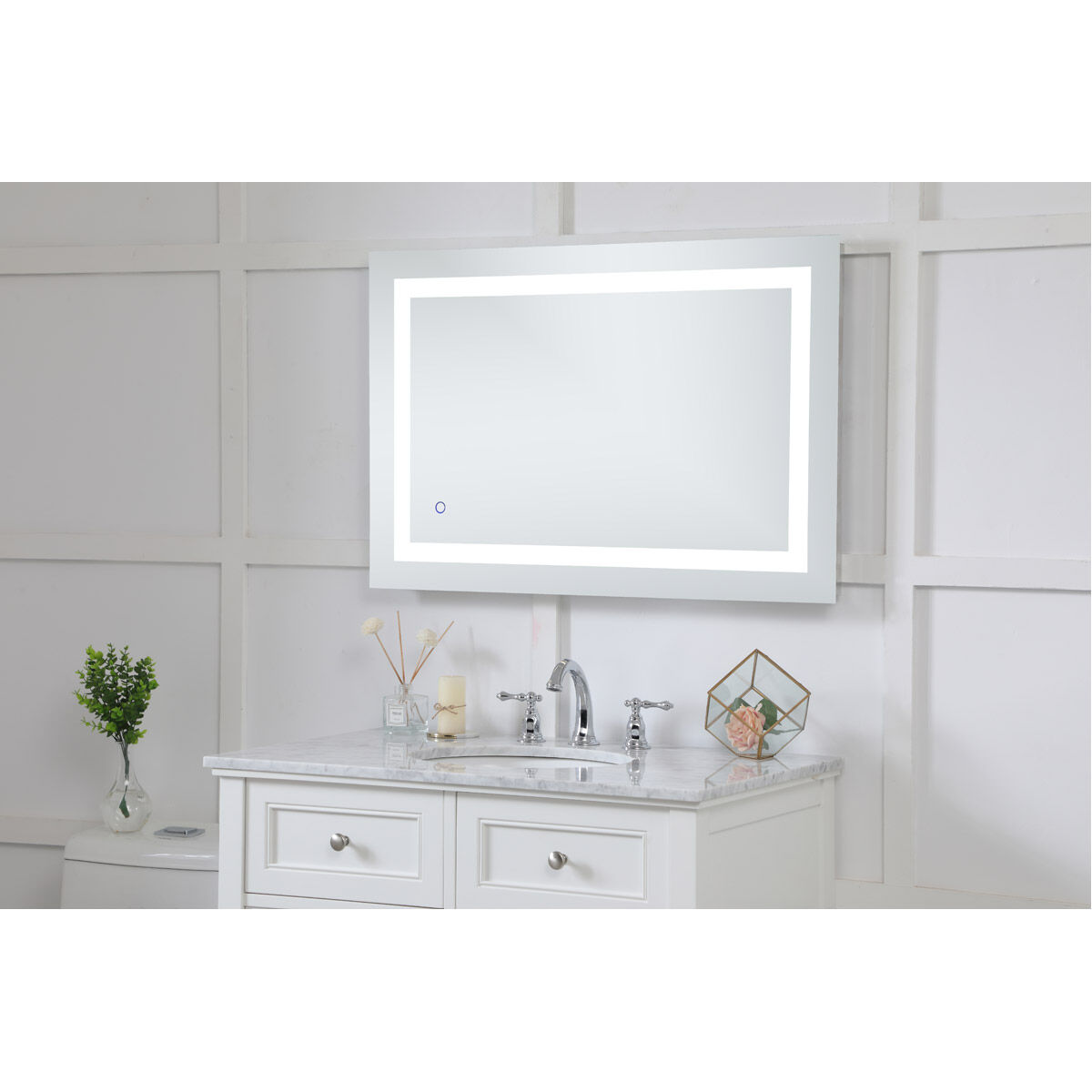 Helios 36 X 24 inch Silver Lighted Wall Mirror