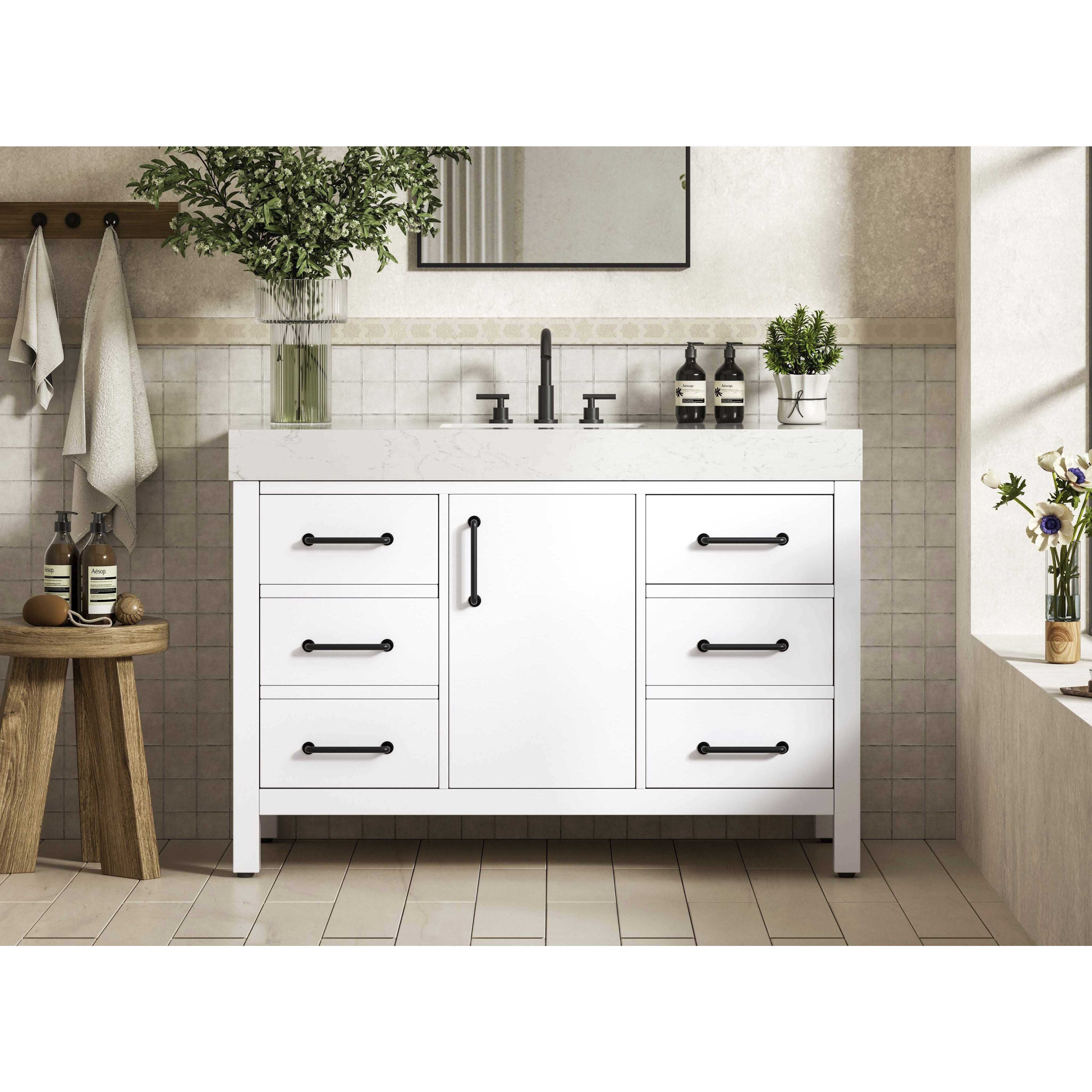 Nathan 48 X 34 inch White Bathroom Vanity Cabinet