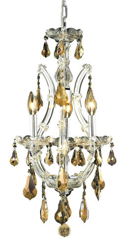 Maria Theresa 4 Light 12 inch Chrome Pendant Ceiling Light in Golden Teak, Royal Cut