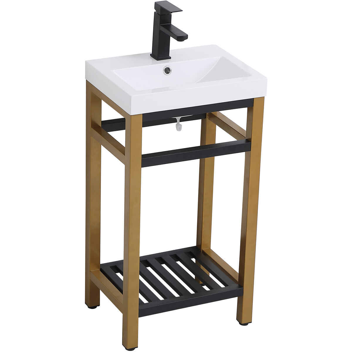 Raya 18 X 14 X 34 inch Gold and Black with White Vanity Sink Set