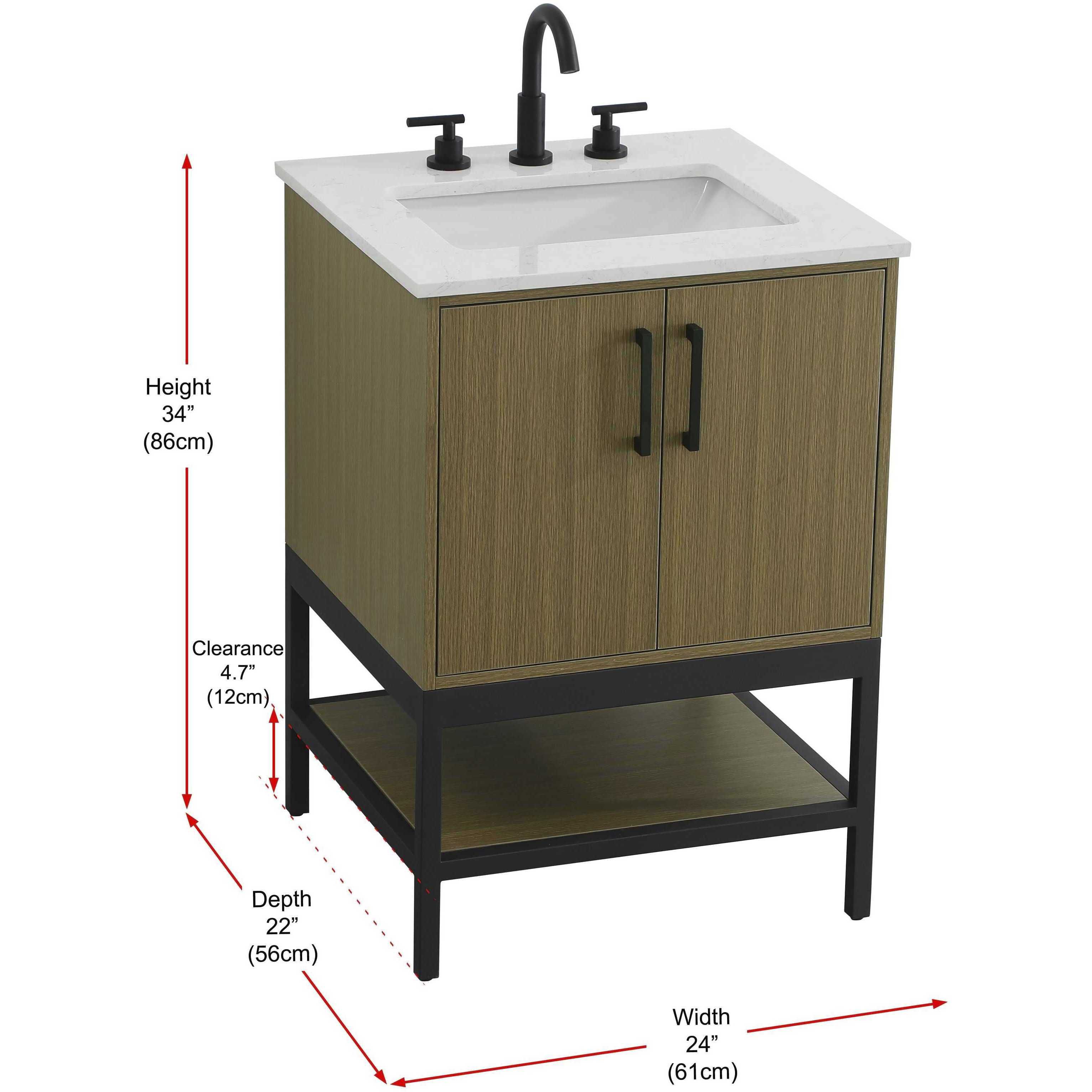 Lennox 24 X 34 inch Chestnut Brown Bathroom Vanity Cabinet