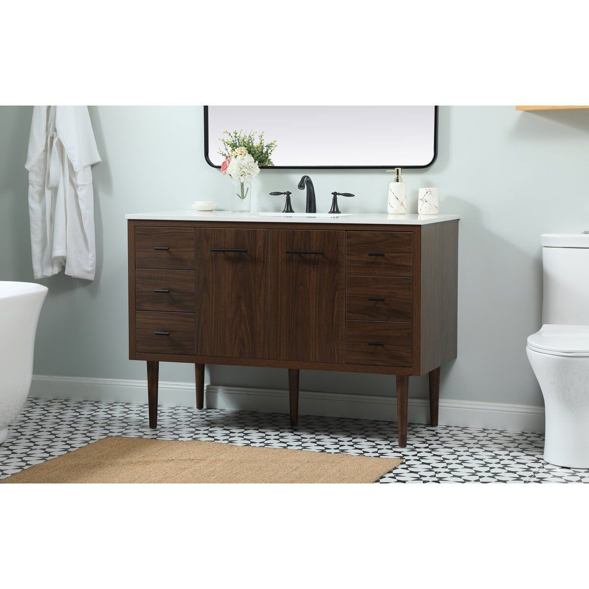 Cyrus 48 X 22 X 33.5 inch Walnut Vanity Sink Set in Not Included
