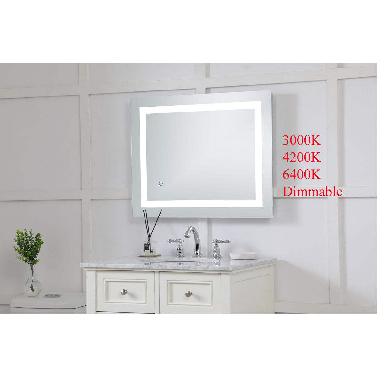 Helios 30 X 24 inch Silver Lighted Wall Mirror