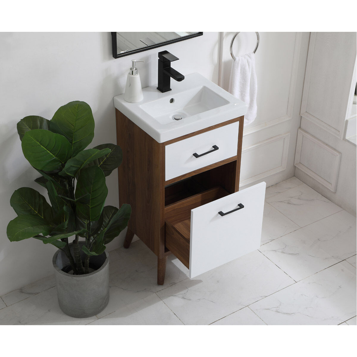 Boise 18 X 18 X 33 inch Matte White and Black Vanity Sink Set