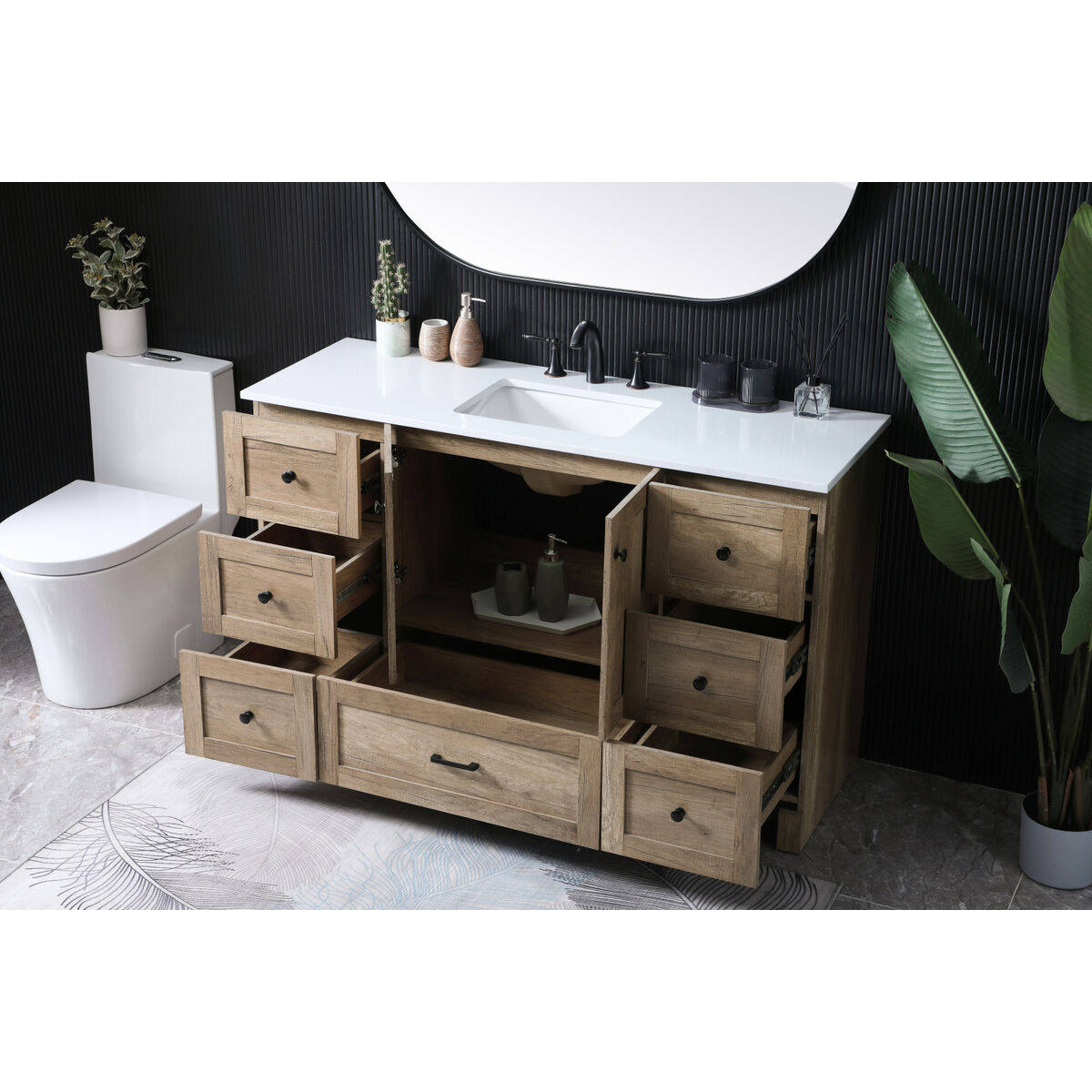 Soma 54 X 19 X 34 inch Natural Oak Vanity Sink Set
