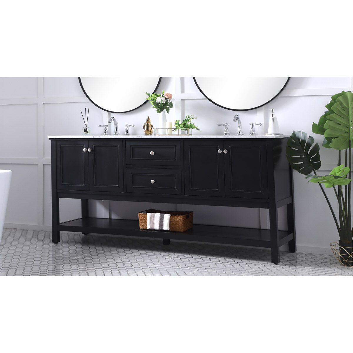 Metropolis 72 X 22 X 34 inch Black Vanity Sink Set