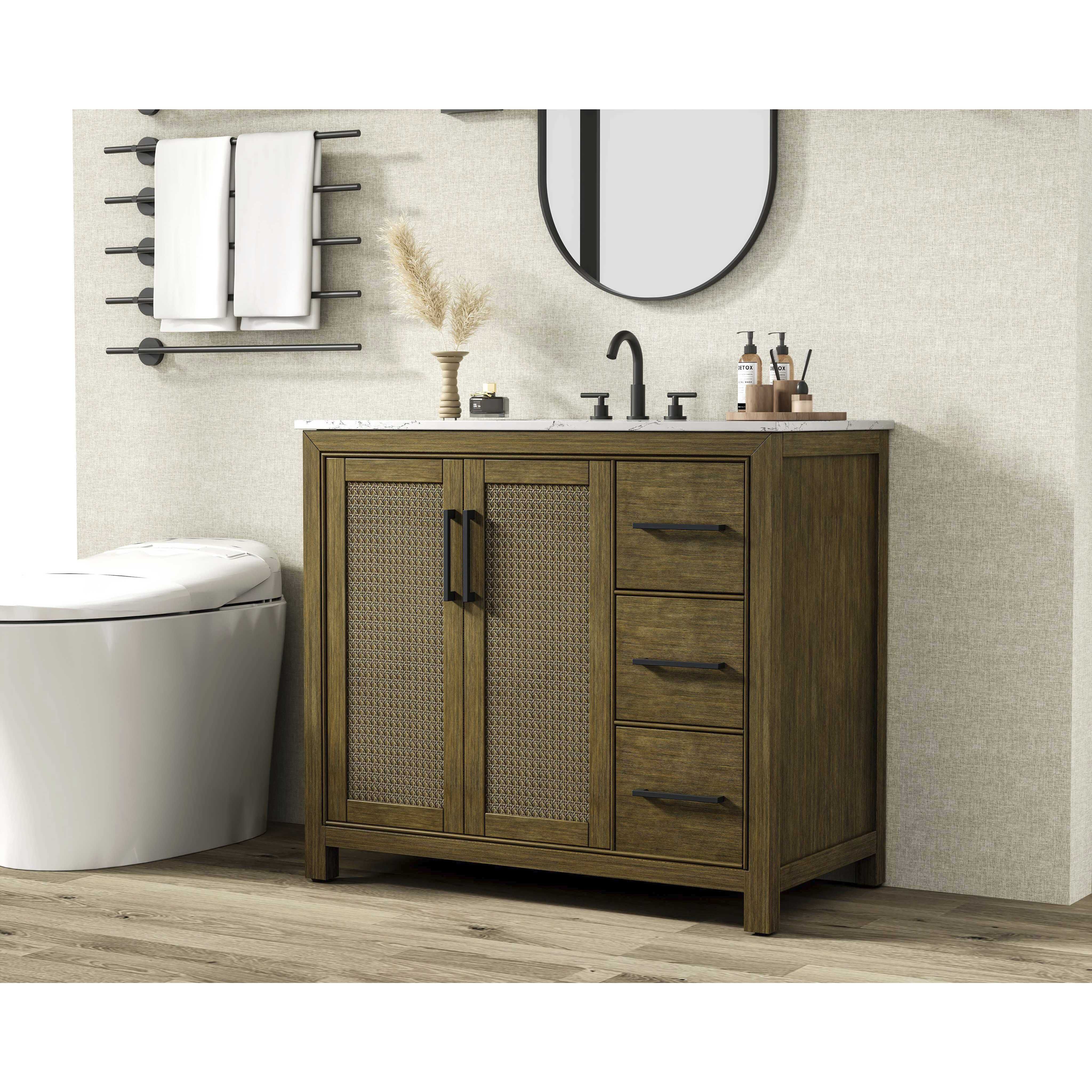 Alina 42 X 34 inch Hazel Oak Bathroom Vanity Cabinet