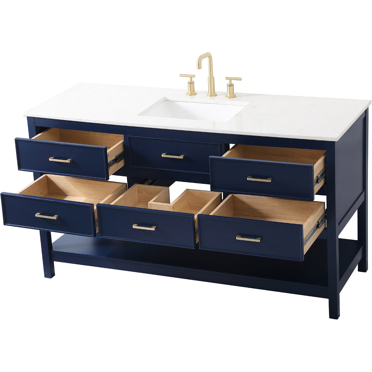 Sinclaire 60 X 22 X 34 inch Blue Vanity Sink Set