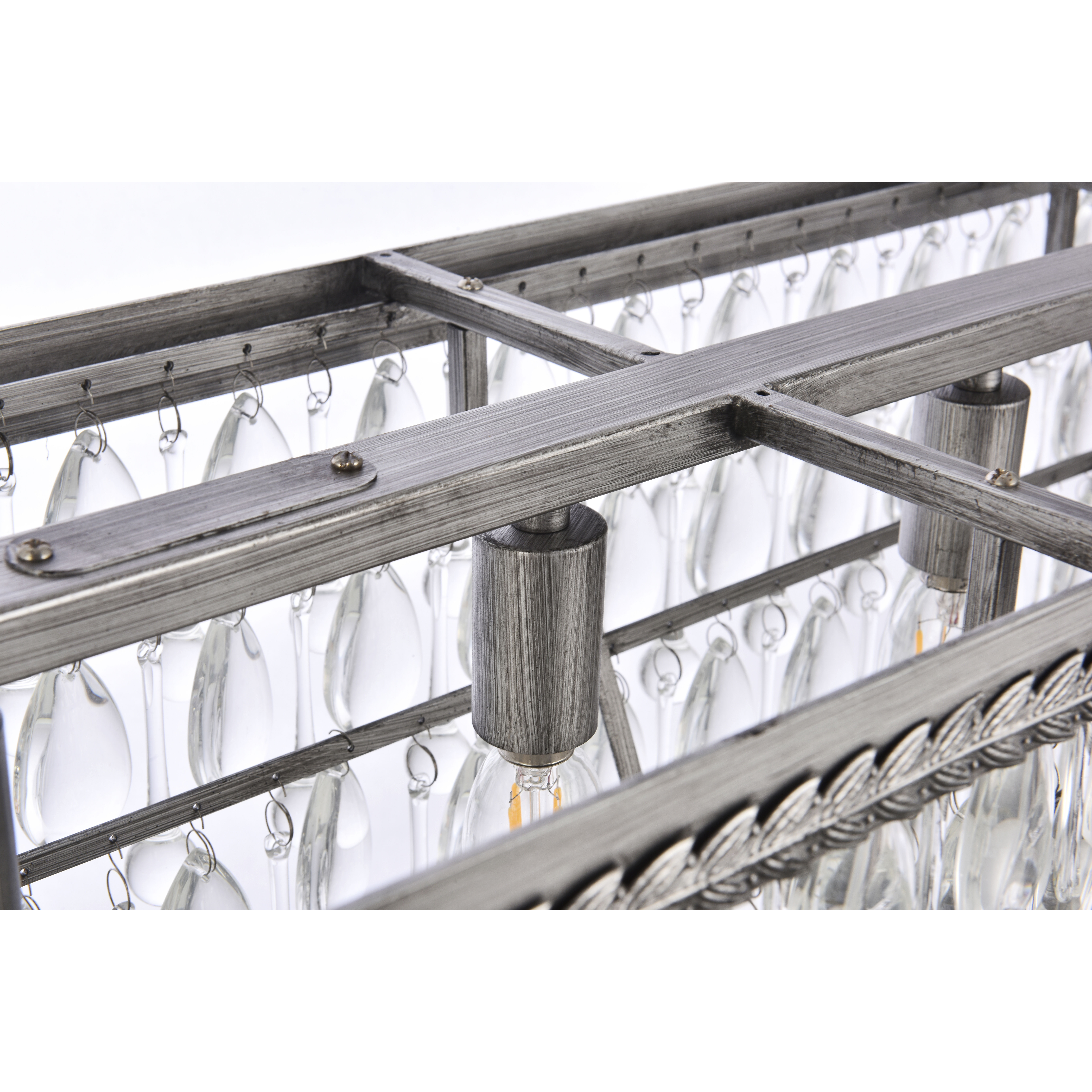 Nordic 6 Light 40 inch Antique Silver Linear Pendant Ceiling Light in Antique Sliver