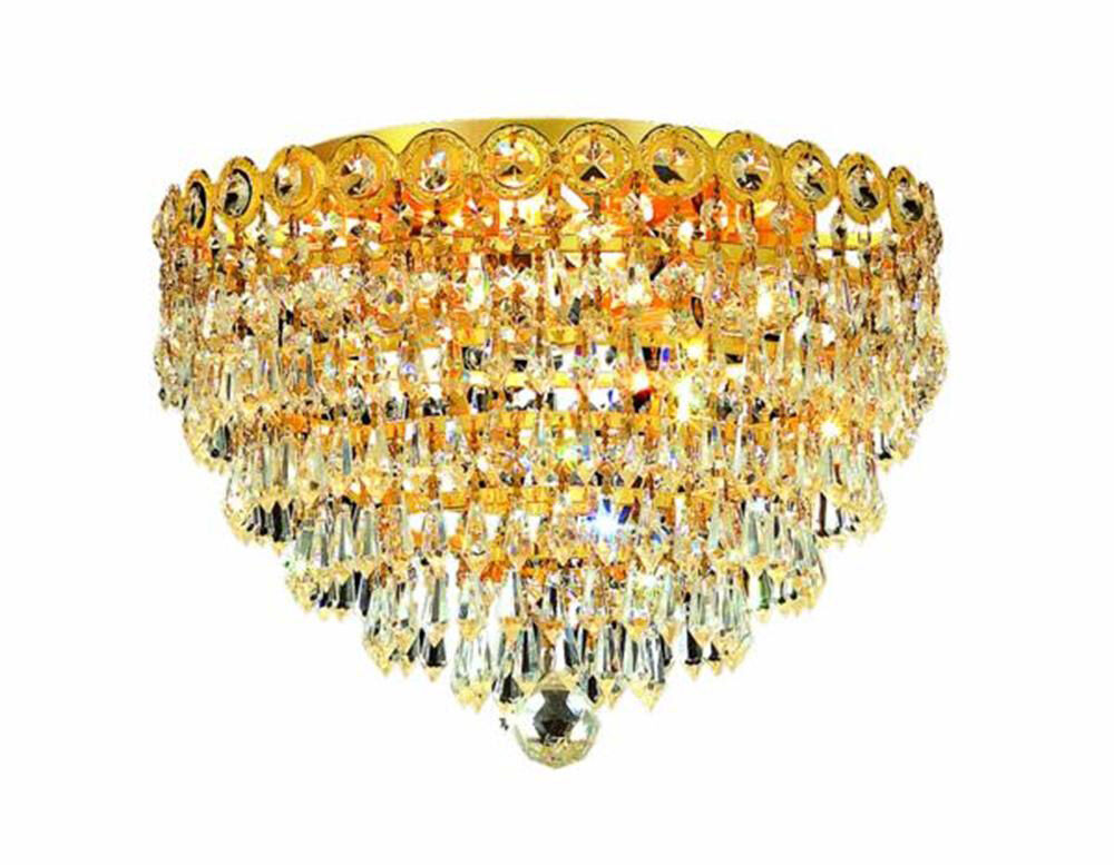 Century 4 Light 14 inch Gold Flush Mount Ceiling Light in Royal Cut
