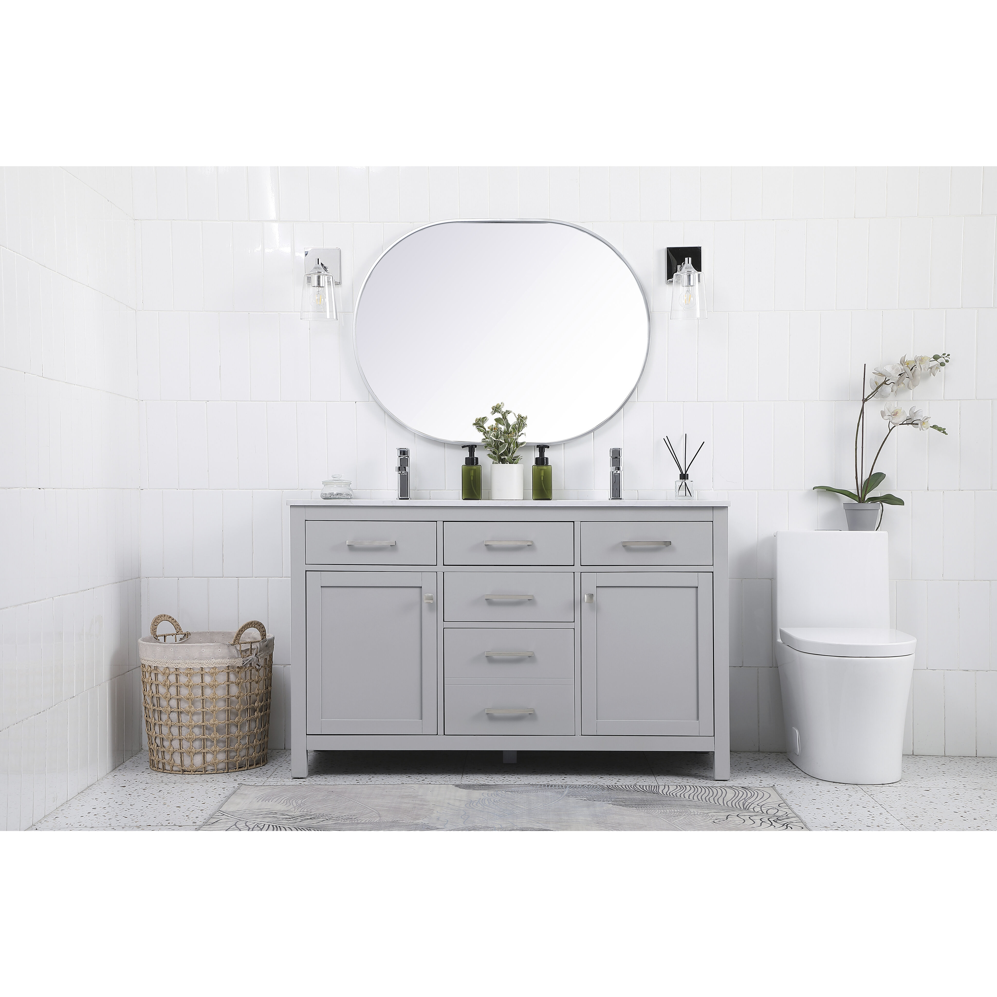 Lewis 54 X 22 X 34 inch Grey Vanity Sink Set