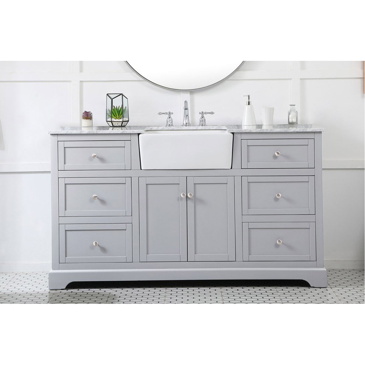 Franklin 60 X 22 X 34.75 inch Grey Bathroom Vanity Cabinet