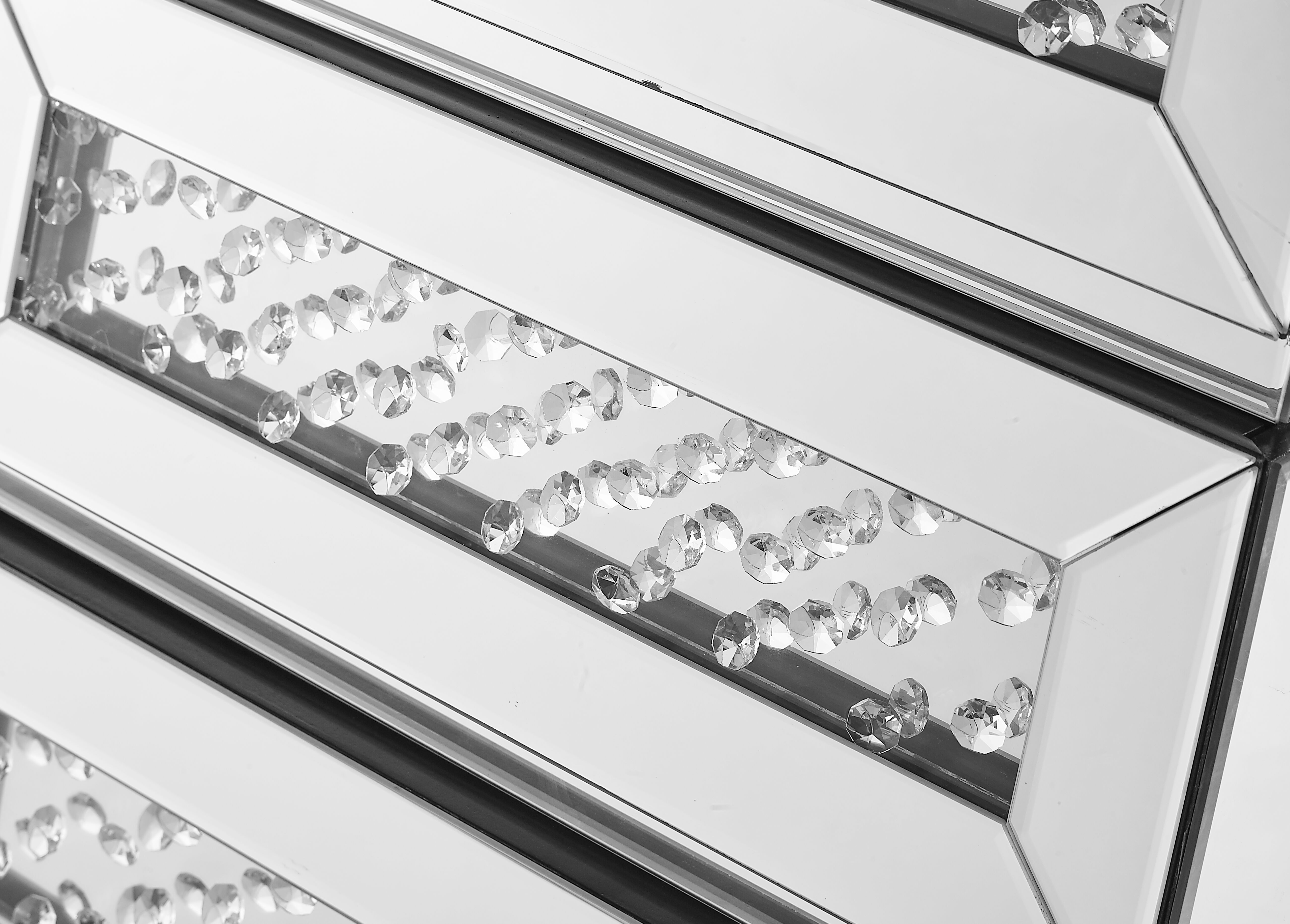 Modern 26 X 18 inch Clear Mirror and Crystal Bedside Table